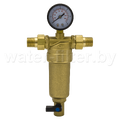 Сеточный фильтр Гейзер Бастион 7508165201 1/2" для горячей воды, с манометром (d53)